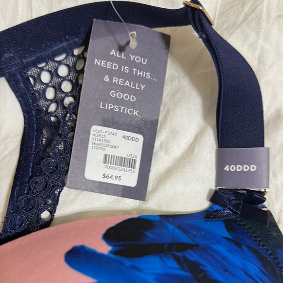 Cacique Floral Lace Bra in Navy and Pink - Picture 4 of 6